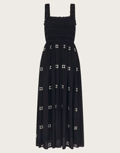 Briar Shirred Maxi Dress, Black (BLACK), large