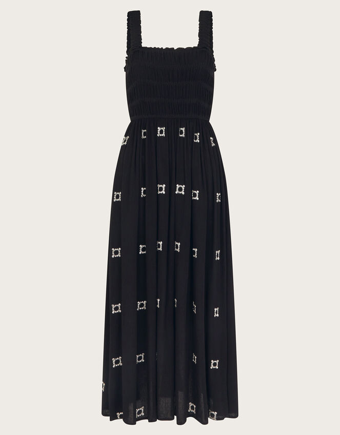 Briar Shirred Maxi Dress, Black (BLACK), large