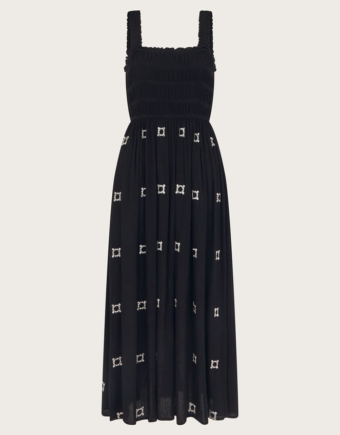 Briar Shirred Maxi Dress, Black (BLACK), large