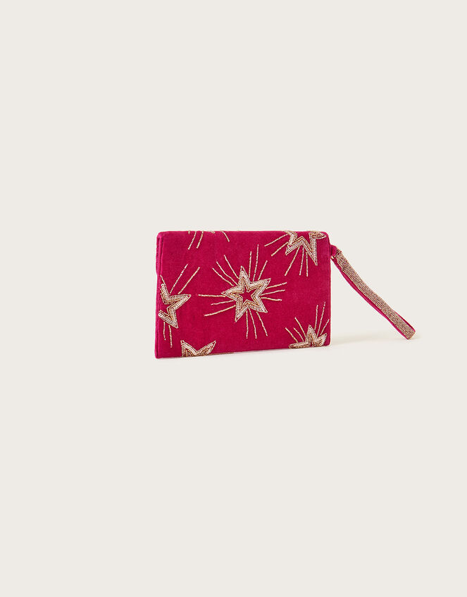 Star Embellished Velvet Clutch Bag, , large