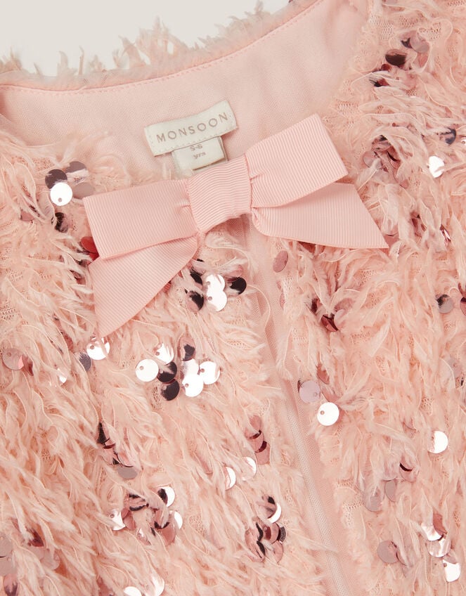 Feather Sequin Bow Jacket, Pink (PINK), large