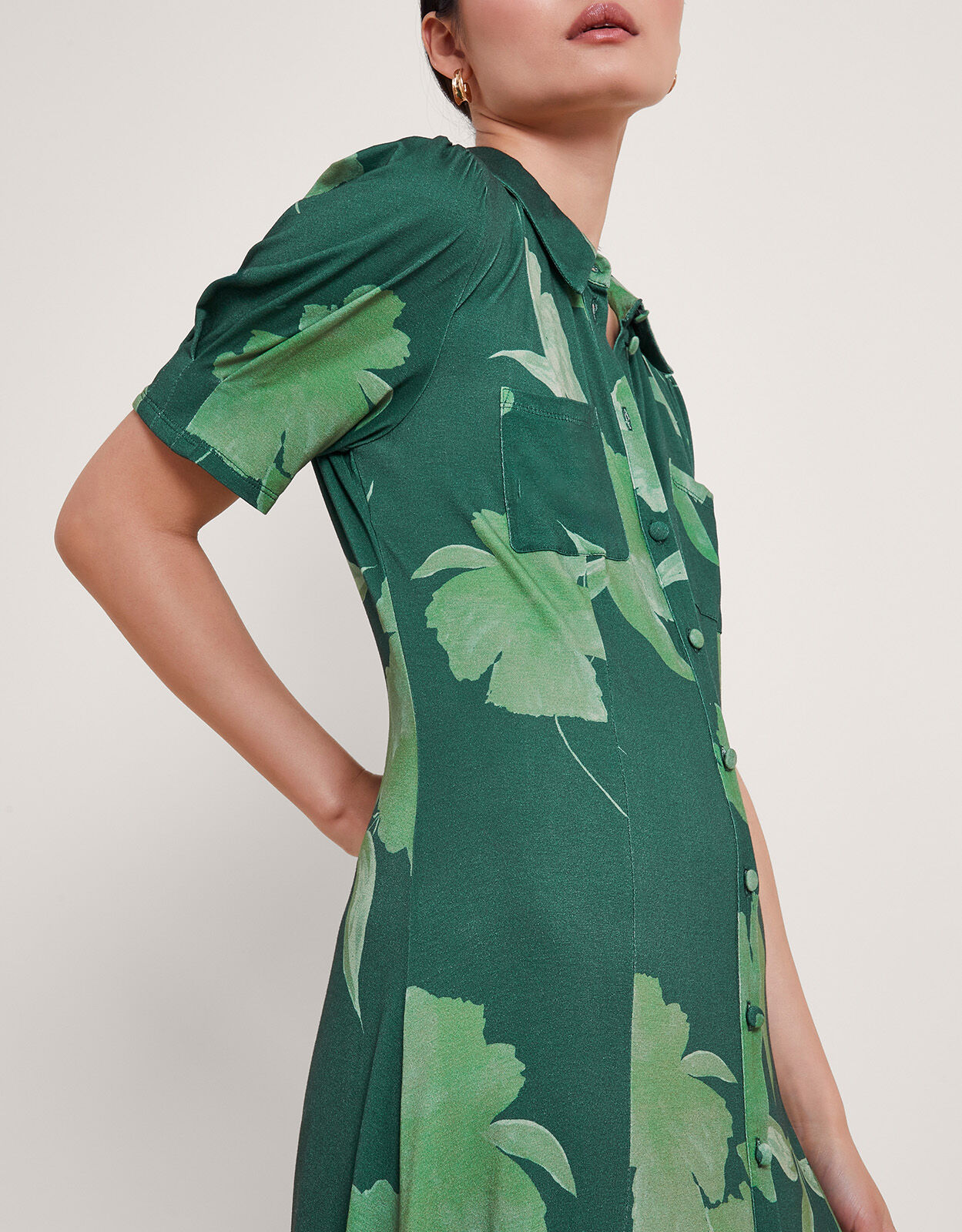 Zannah Print Shirt Dress Green Midi Dresses Monsoon ROI