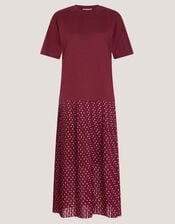 Senya Jersey Polka Dot Midi Dress, Red (BERRY), large