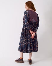 East Elenie Embroidered Floral Midi Dress, Black (BLACK), large