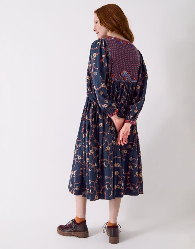 East Elenie Embroidered Floral Midi Dress, Black (BLACK), large