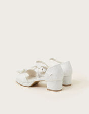 Bow Lace Heeled Sandals, Ivory (IVORY), large
