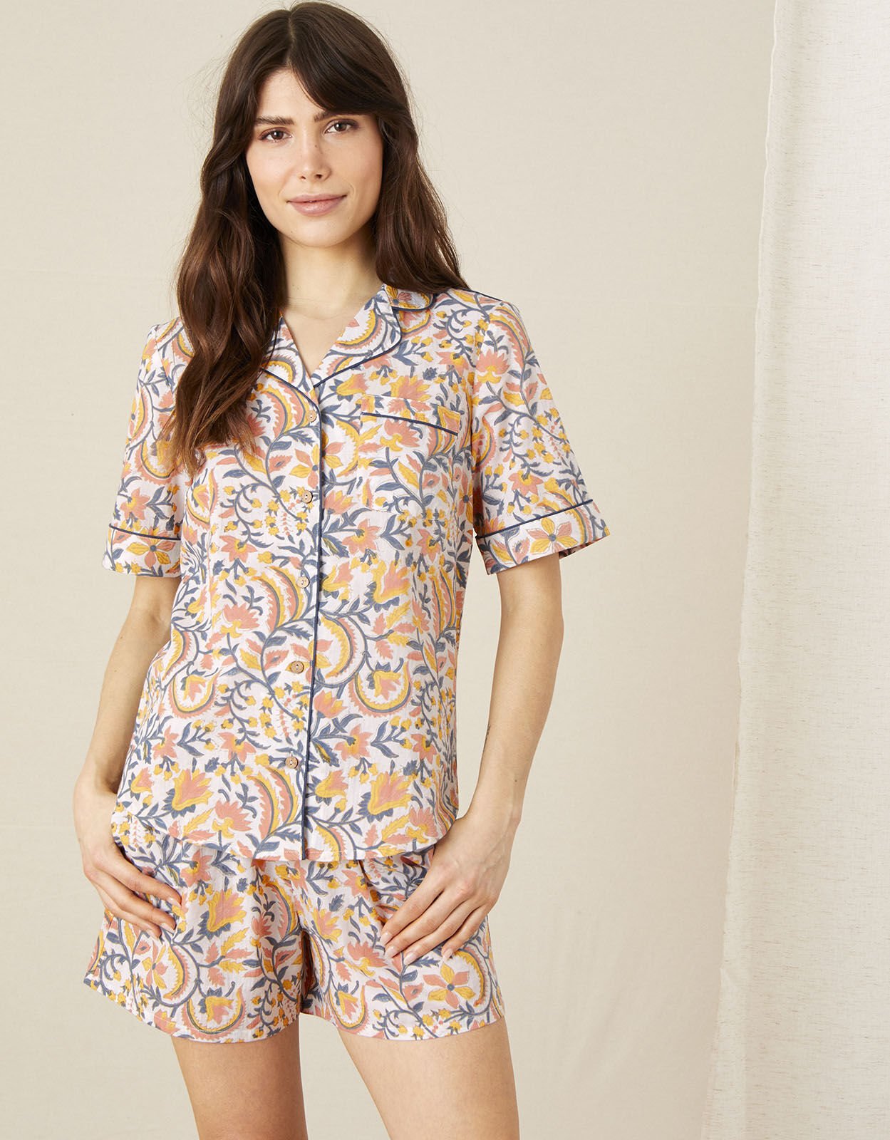 ARTISAN STUDIO Woodblock Print PJ Set Ivory