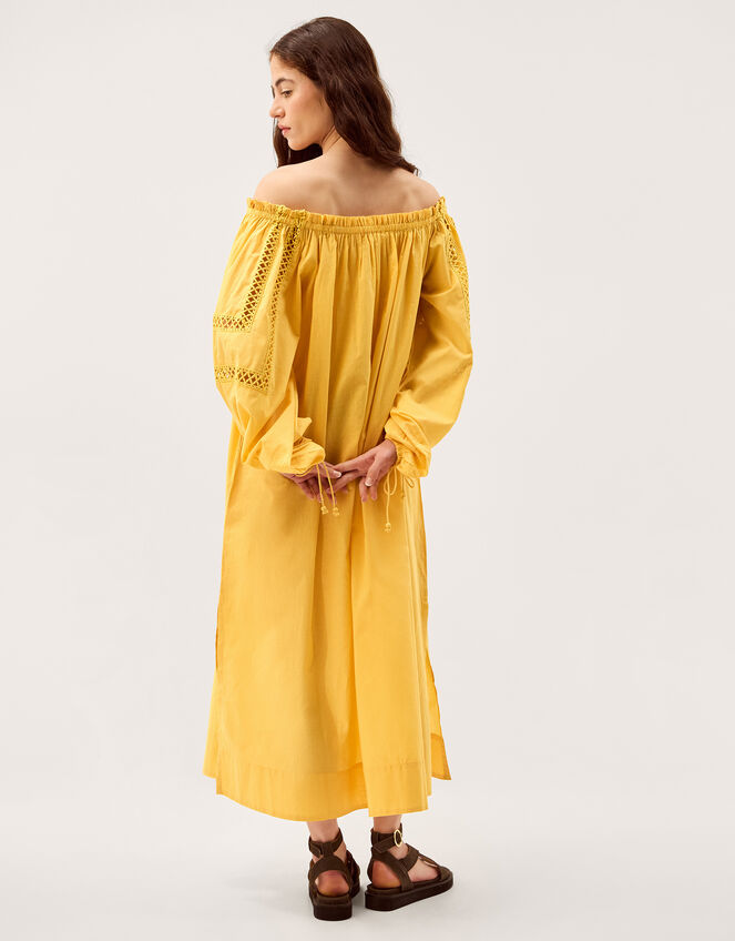 Lola Off The Shoulder Cotton Midi Dress, Yellow (YELLOW), large
