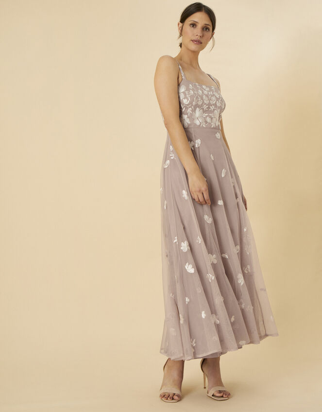 Gia Square Neck Embroidered Shorter Length Dress, Pink (PINK), large