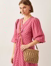 Amber Raffia Crochet Cross-Body Bag, , large