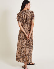 Raife Midi Leopard Print Tea Dress, Natural (NATURAL), large