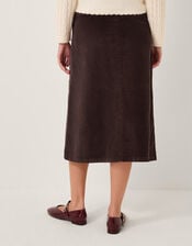 Malika Corduroy Midi Skirt, Brown (CHOCOLATE), large