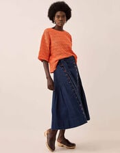 East Flora Pointelle Knit Tee, Orange (ORANGE), large