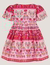 Baby Heart Embroidered Floral Print Dress, Pink (PINK), large