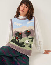 Monsoon x Sarah Corbett-Winder Countryside Knitted Vest, Mink (MINK), large