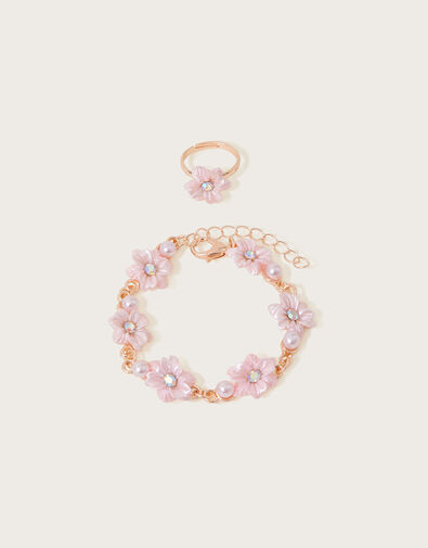 Bridesmaid Flower Bracelet and Ring Set, , large