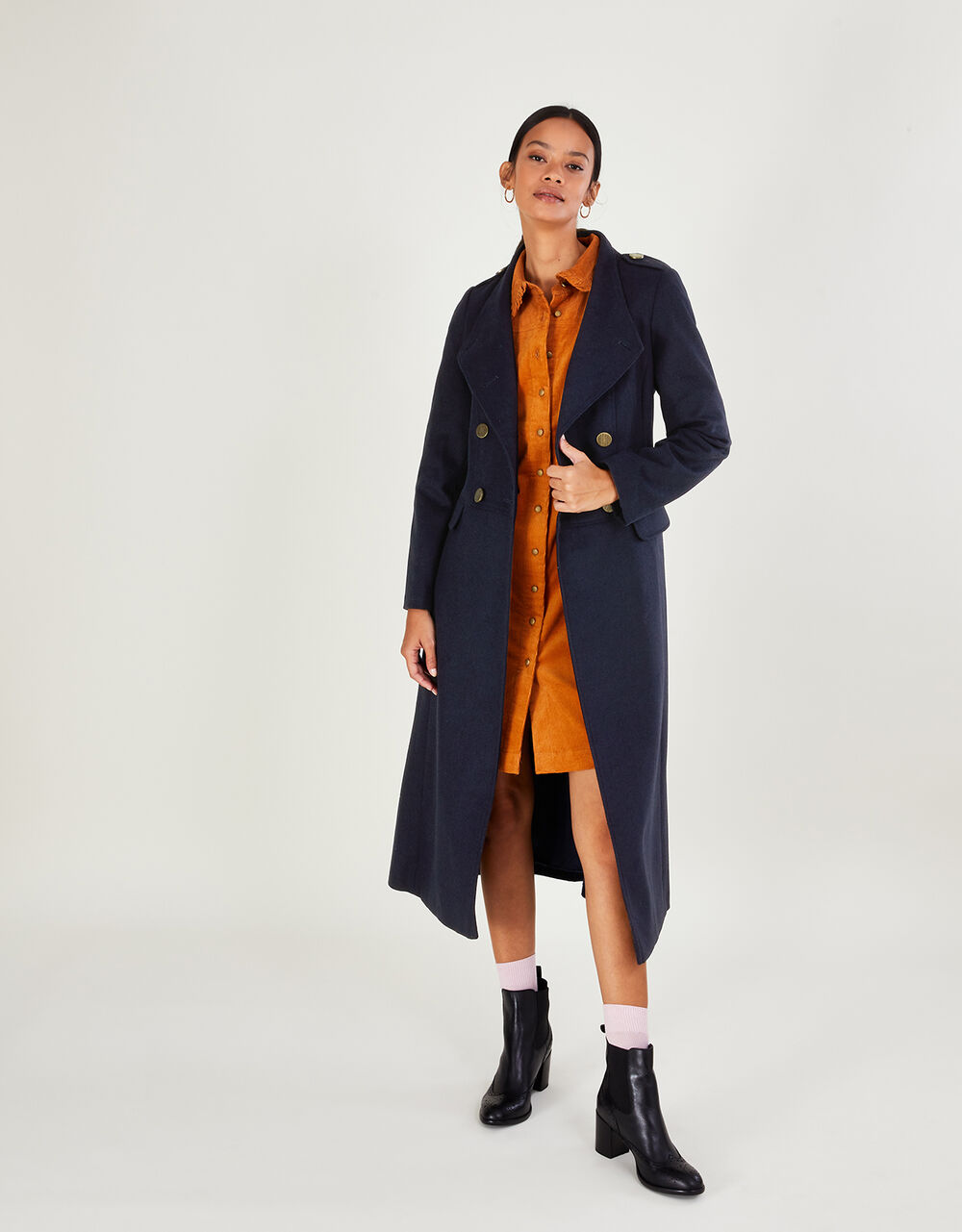 Vanessa Skirted Coat in Wool Blend Blue Women's Coats Monsoon ROI.