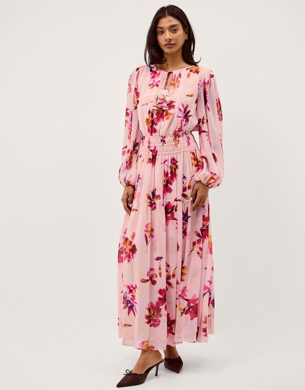 Mabel Long Sleeve Floral Maxi Dress, Pink (PINK), large