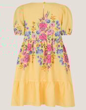 Floral Puff Sleeve Dress, Yellow (YELLOW), large