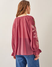 Natalia Embroidered Ruffle Blouse, Pink (PINK), large