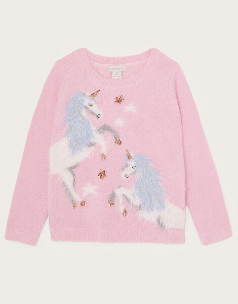 Double Unicorn Fluffy Jumper Pink, Pink (PINK), large