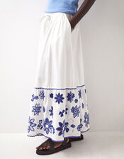 East Harlow Floral Cutwork Maxi Skirt, White (WHITE), large