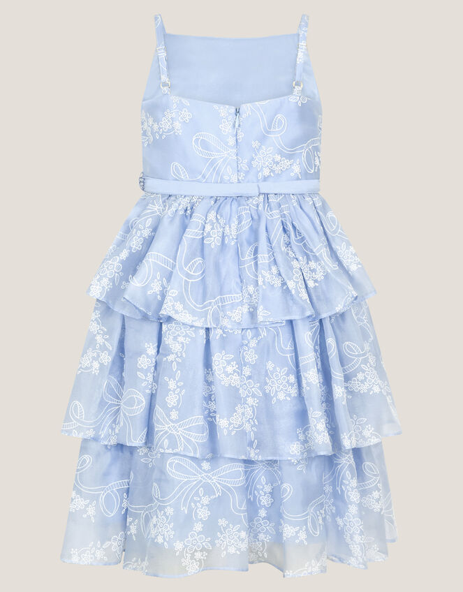 Lily Floral Print Tiered Dress, Blue (BLUE), large