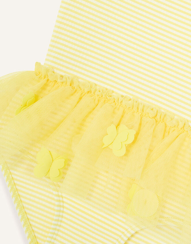 Baby Seersucker Mesh Skirt Swimsuit, Yellow (YELLOW), large