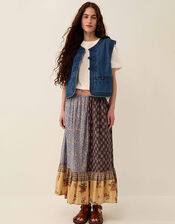East Loran Floral Patch Print Cotton Skirt, Multi (MULTI), large
