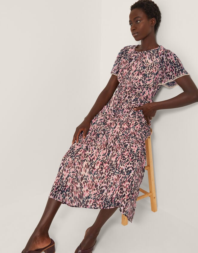 Sisi Animal Print Midi Dress, Pink (PINK), large