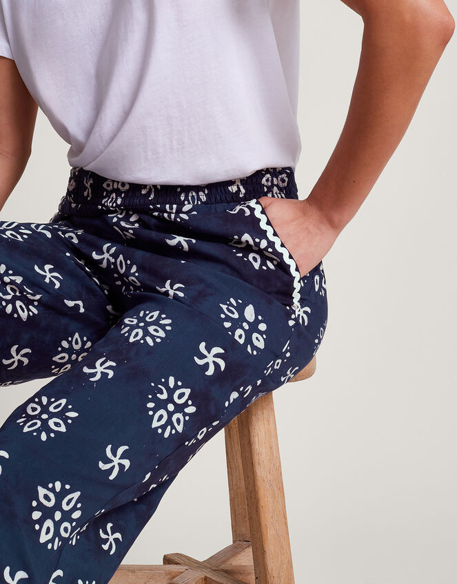 Loretta Batik Trousers, Blue (NAVY), large