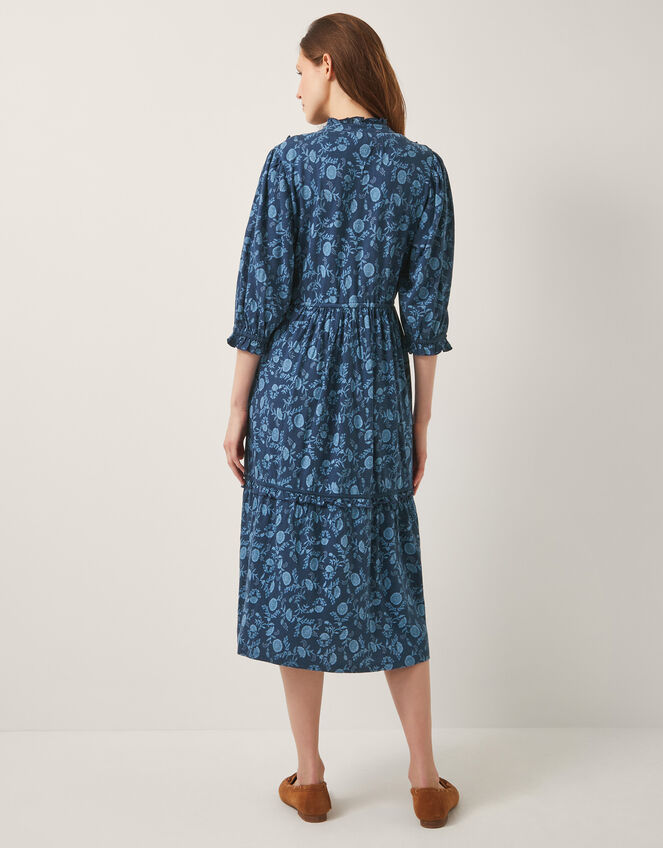 Sofia Floral Print Jersey Midi Dress, Blue (BLUE), large