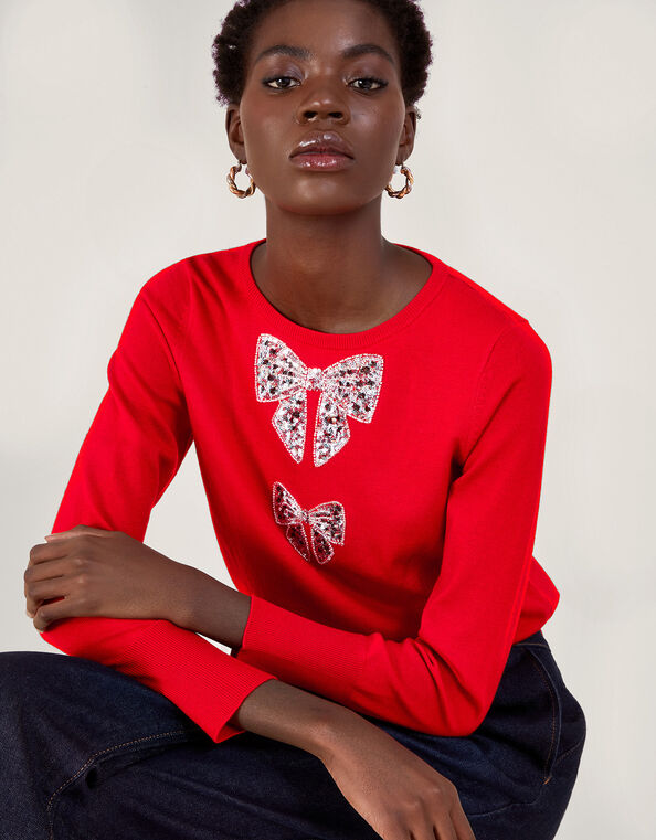 Di Double Bow Jumper, Red (RED), large
