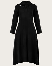 Cut-Out Hanky Hem Dress with LENZING™ ECOVERO™, Black (BLACK), large