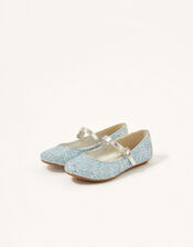 Glitter Ballerina Flats, Blue (BLUE), large