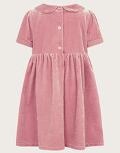 Baby Maeve Heart Velour Collar Dress, Pink (DUSKY PINK), large