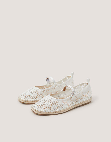 Lola Lace Espadrille Flats, Ivory (IVORY), large