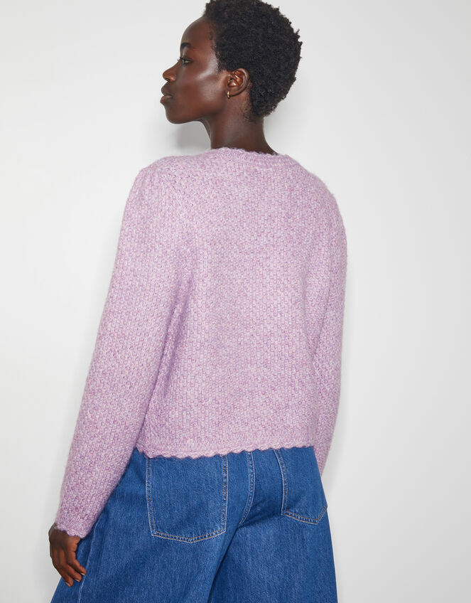 Jaz Jewel Woven Knit Cardigan, Purple (LILAC), large