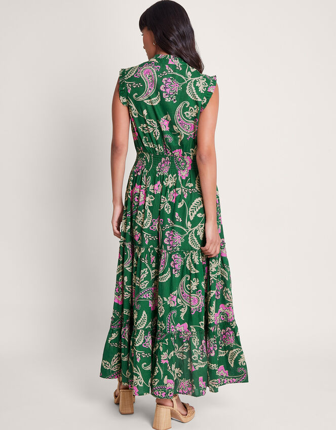 La Galeria Elefante Print Tiered Dress, Green (GREEN), large