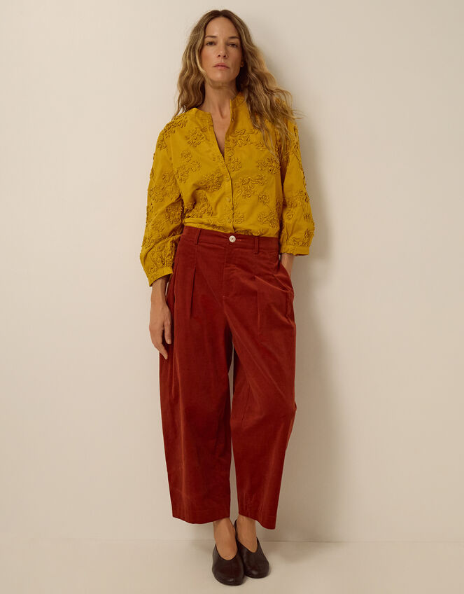 Blair Floral Appliqu&eacute; Blouse, Yellow (OCHRE), large