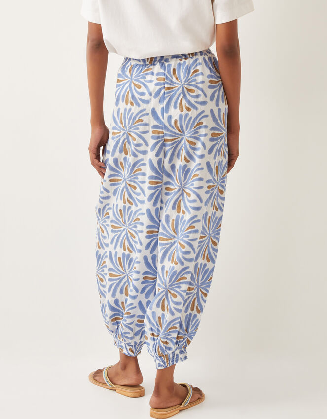 Cece Woodblock Print Harem Pants, Blue (BLUE), large