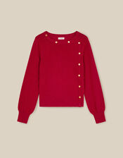 Beryl Button Sweater, Red (RED), large