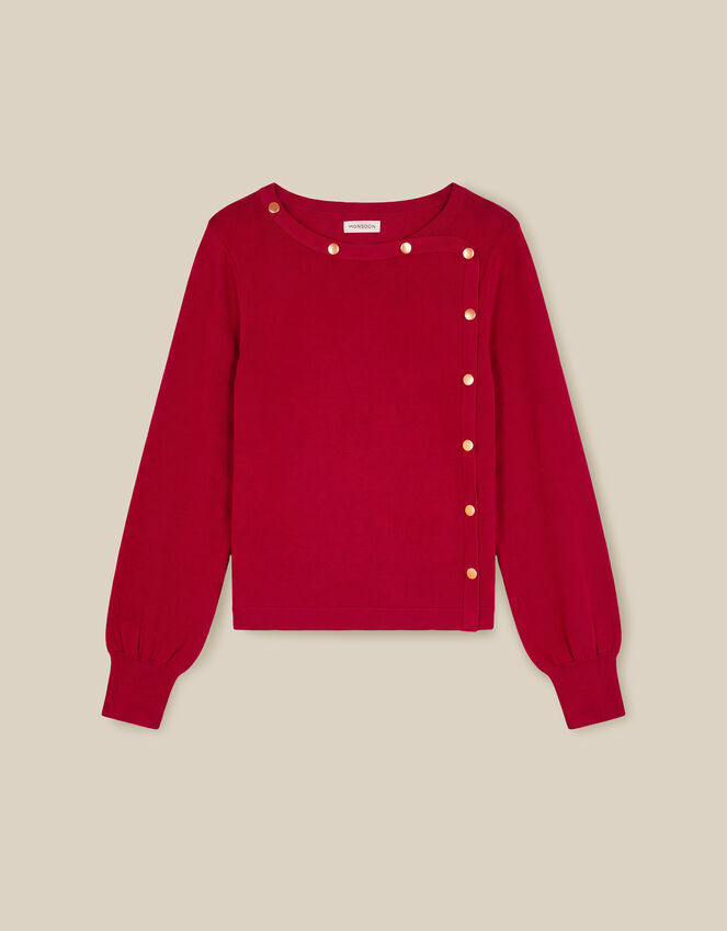 Beryl Button Sweater, Red (RED), large