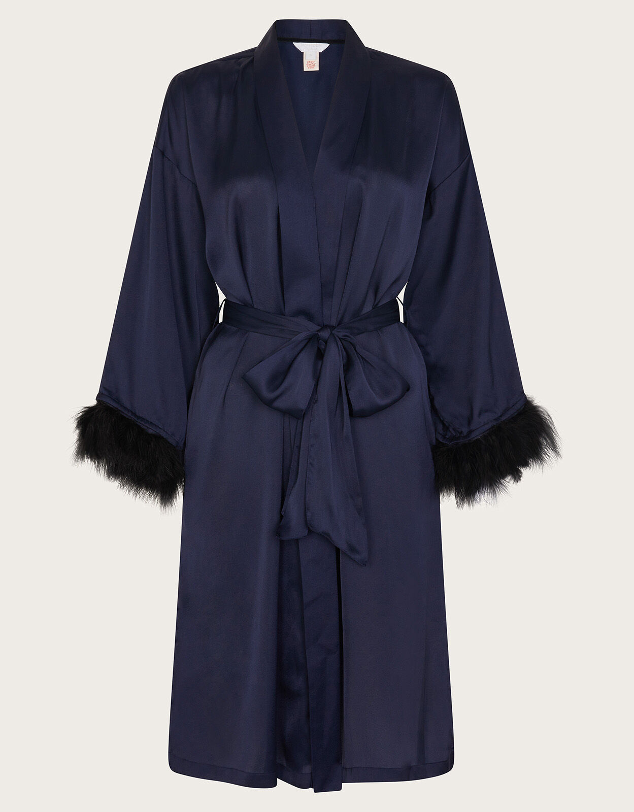 Fia Feather Trim Robe Blue Robes And Dressing Gowns Monsoon