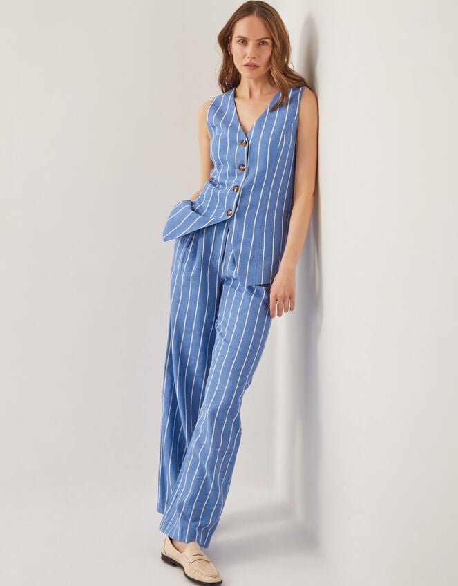 Susan Stripe Waistcoat, Blue (BLUE), large