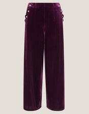 Vera Wide Leg Velvet Trousers, Red (BERRY), large