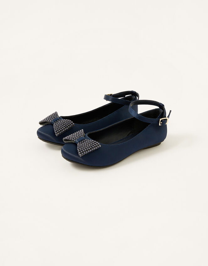 Bow Ballerina Flats, Blue (NAVY), large