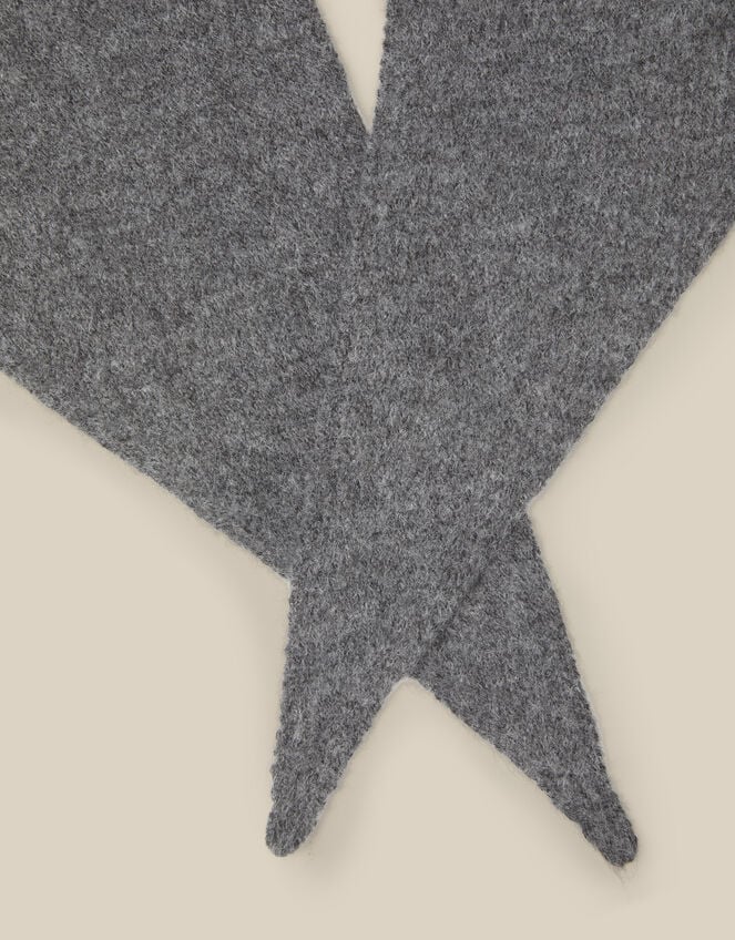 Fae Knitted Triangle Scarf, Grey (GREY), large