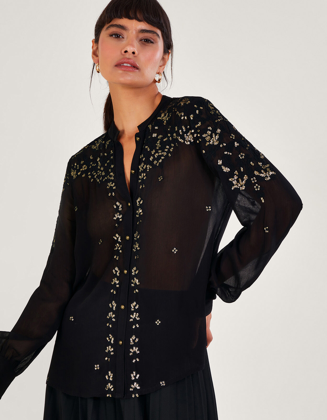 Greta Embellished Blouse Black