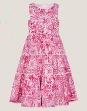 Tile Print Sleeveless Dress, Pink (PINK), large